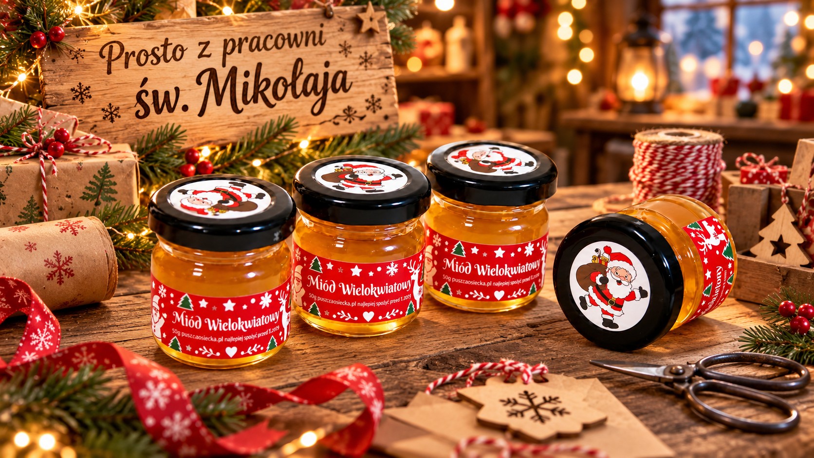 Miód wielokwiatowy 50 g świąteczny upominek