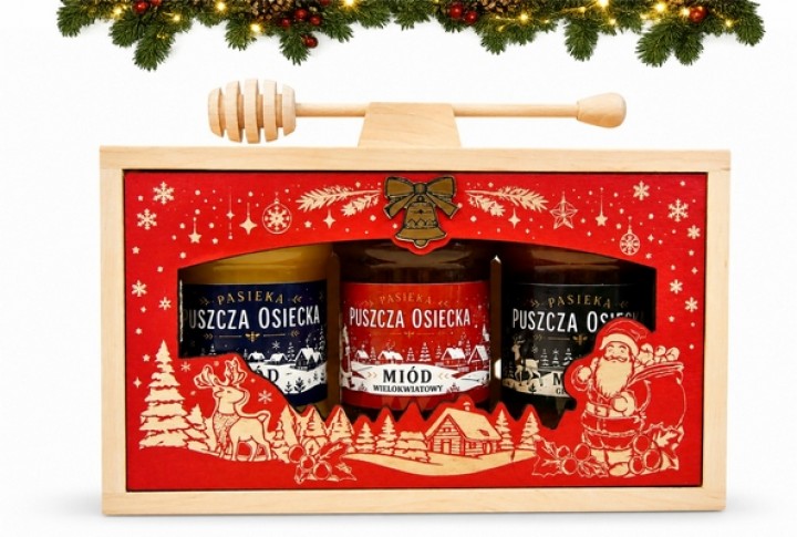 Zestaw miodów w skrzynce 3x400g